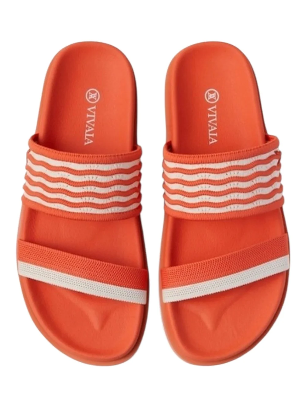 Vivaia Naina Double Strap Slide Sandals in Citrus Orange Wave Size 9.5 NWOT